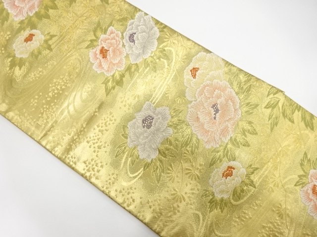 SALE!! JAPANESE FUKURO OBI / WOVEN PEONY
