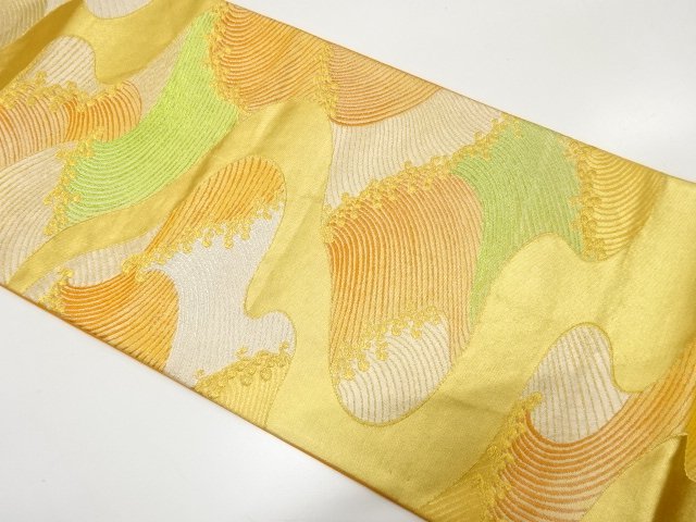 SALE!! JAPANESE KIMONO / ANTIQUE FUKURO OBI / SILK / WOVEN RAGING WAVES
