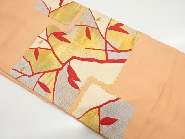 SALE!! JAPANESEKIMONO / ANTIQUE ORIGINAL NAGOYA OBI (WEARABLE) WOVEN / BRANCH