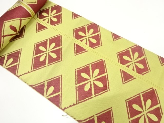 SALE!! JAPANESE KIMONO / ANTIQUE BOLT FOR HASSUN OBI / WOVEN RHOMBUS