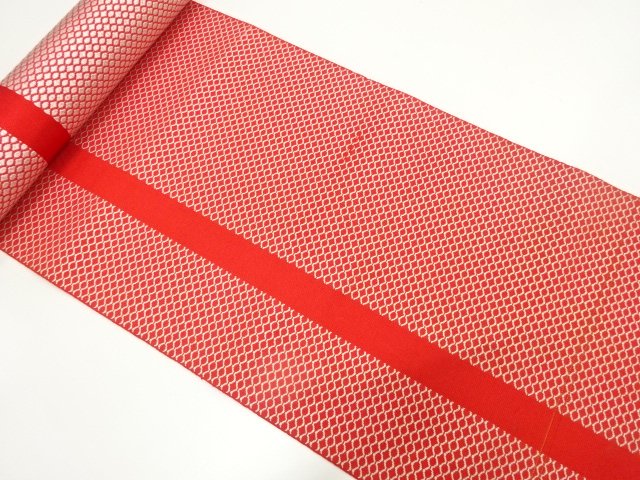 SALE!! JAPANESE KIMONO / ANTIQUE BOLT FOR HASSUN OBI / WOVEN MESH PATTERN
