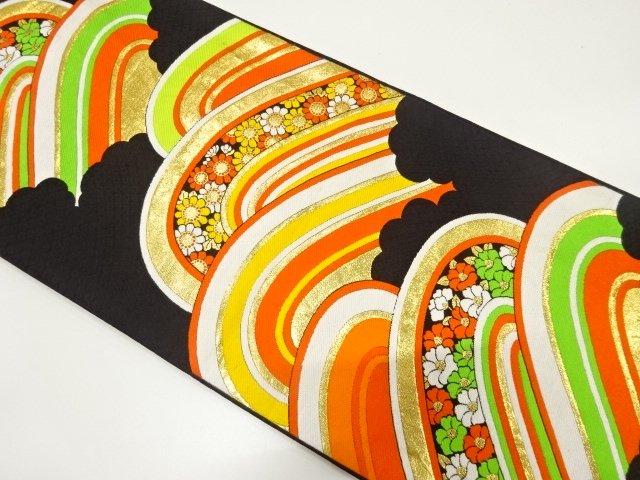JAPANESE KIMONO / CHILDRENS OBI WOVEN / CHRYSANTHEMUM / CAMELLIA PATTE