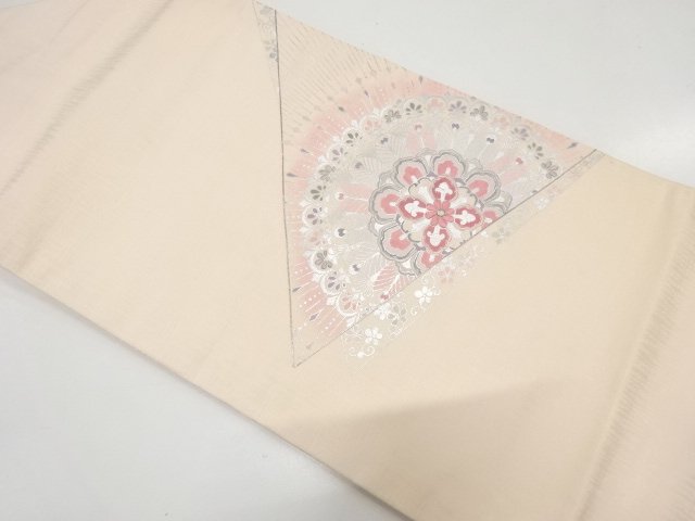JAPANESE NAGOYA OBI / EMBROIDERY / FLORAL CREST