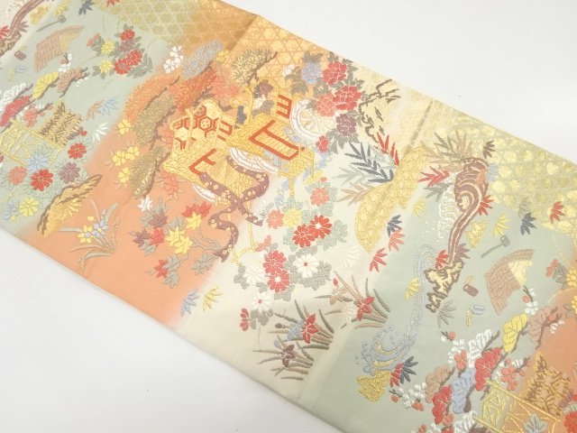 JAPANESE KIMONO / KARORI GOSHOGURUMA / BASKET WEAVE / FLORAL PATTERN F
