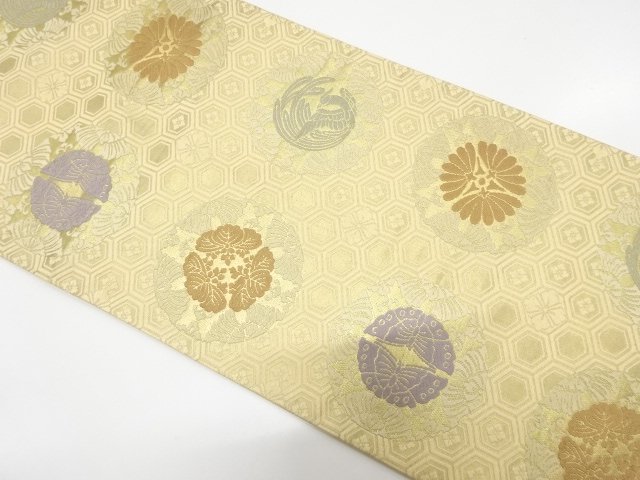 JAPANESE KIMONO / GOLD THREAD / LONG-TAILED BIRD / BUTTERFLY / PAULOWN