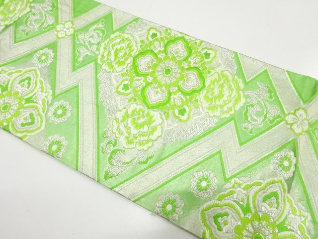 JAPANESE KIMONO / PINE BARK LOZENGE / FLOWER PATTERN WEAVING FUKURO OB
