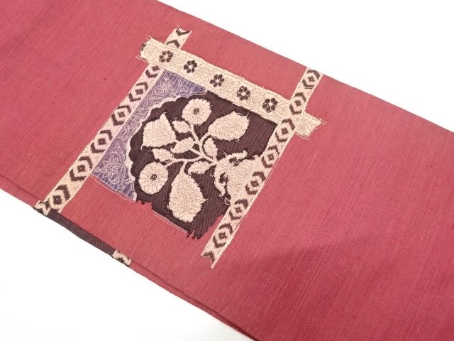 SALE!! JAPANESEKIMONO / ANTIQUE CHECKERED PATTERN / WOVEN-IN FLORAL MOTIFS NA