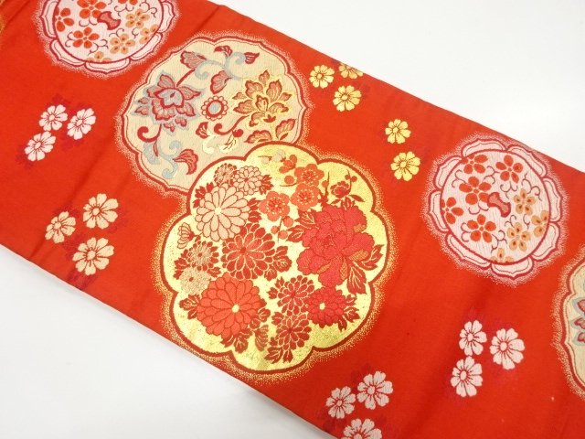 SALE!! JAPANESEKIMONO / ANTIQUE NAGOYA OBI / PEONY / CHRYSANTHEMUM / ARABESQU