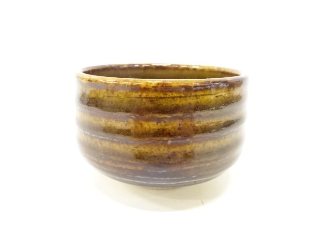 SALE!! JAPANESE COLLECTIBLE / RIHō-Zō / AMBER GLAZE / TEA BOWL
