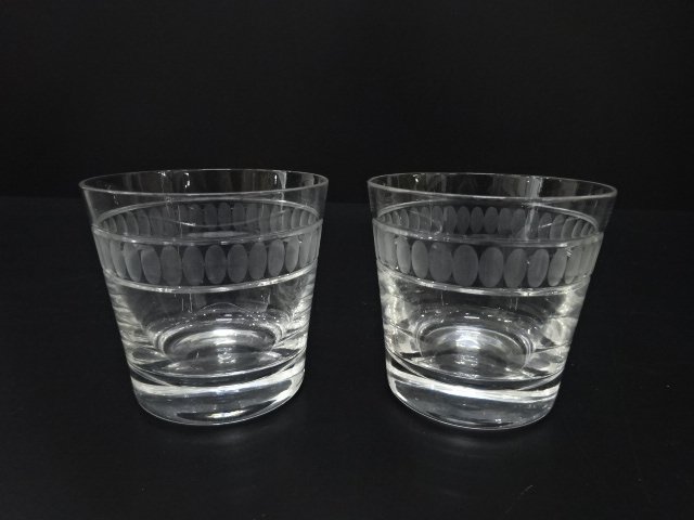 SALE!! JAPANESE COLLECTIBLE / CRYSTAL GLASS ROCK GLASS PAIR WESTERN TABLEWARE