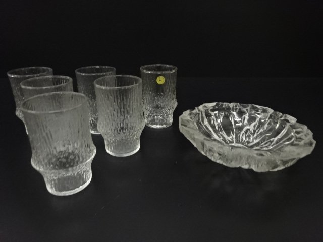 SALE!! JAPANESE COLLECTIBLE / HOYA HOYA GLASS ASHTRAY / TUMBLER SET WESTERN T