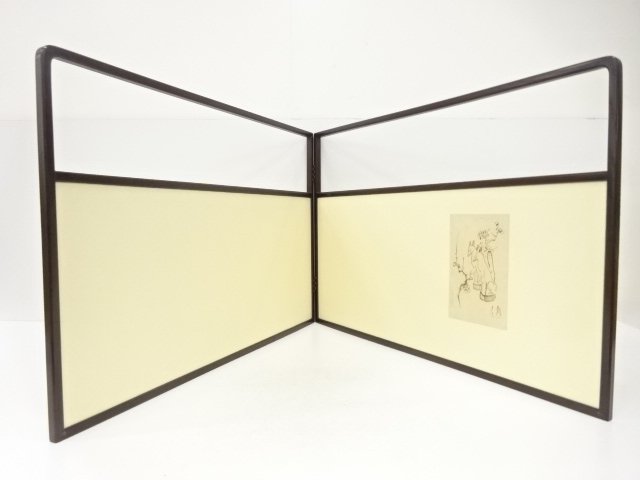 SALE!! JAPANESE COLLECTIBLE / PLUM BLOSSOMS / FOXES: FURO-SAKI FOLDING SCREEN
