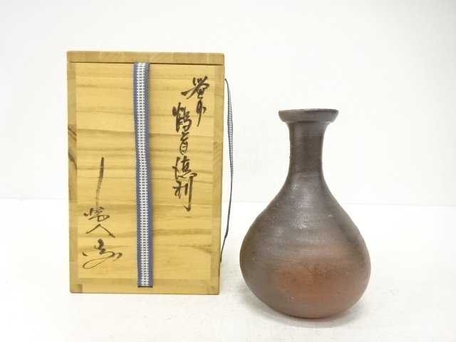 SALE!! JAPANESE COLLECTIBLE / ARTIST-MADE BIZEN-YAKI CRANE-NECK DECANTER