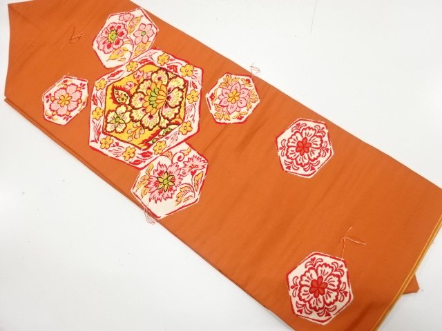 SALE!! JAPANESEKIMONO / ANTIQUE TORTOISESHELL-PATTERNED FLORAL WEAVE NAGOYA O