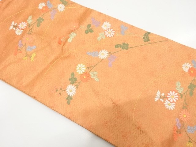 SALE!! JAPANESE KIMONO / GOLD-THREADED CHRYSANTHEMUM PATTERN WEAVE NAGOYA OBI