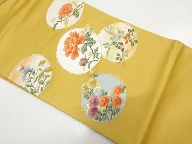 SALE!! JAPANESE KIMONO / CIRCLE / PEONY / CHRYSANTHEMUM / AUTUMN GRASSES PATT