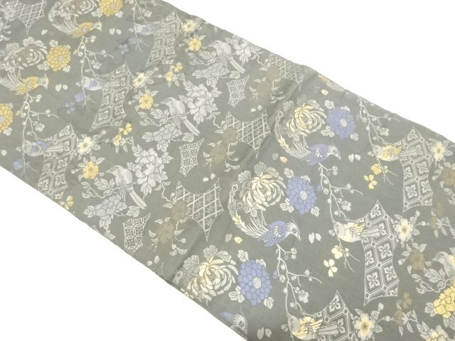 SALE!! JAPANESE KIMONO / ANTIQUE MARU OBI / SILK / WOVEN FLOWER & BIRD