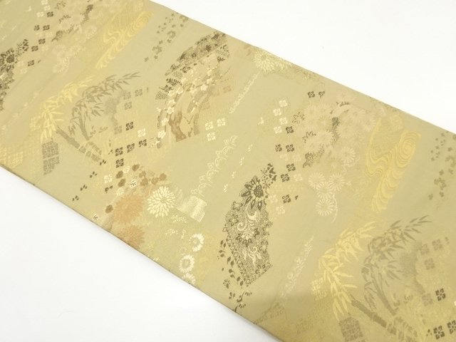 SALE!! JAPANESE KIMONO / ANTIQUE MARU OBI / SILK / WOVEN KIKU & UME