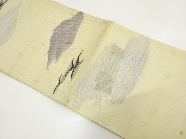 SALE!! JAPANESE KIMONO / ANTIQUE MARU OBI FOR SUMMER / WOVEN BIRD