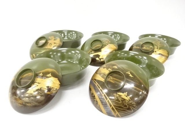SALE!! JAPANESE LACQUERY / SET OF LIDDED BOWL / MAKIE 