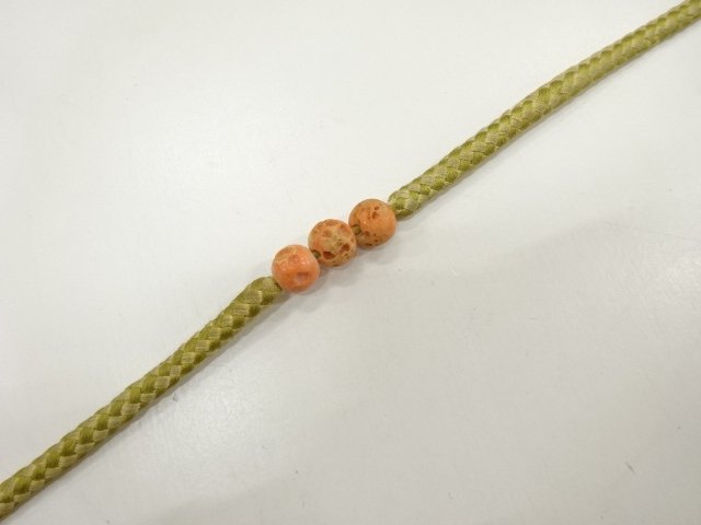 SALE!! JAPANESE KIMONO / ANTIQUE CORAL OBIDOME (SASH CLIP)・ HAND-TIED OBIJIME