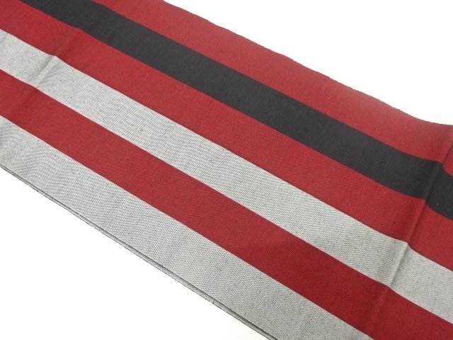 SALE!! JAPANESEKIMONO / ANTIQUE STRIPED PATTERN WOVEN 8-SUN OBI (WEARABLE)