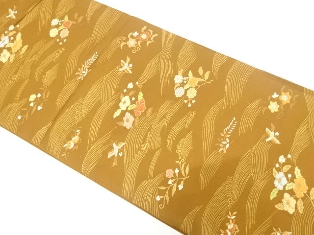 SALE!! JAPANESE KIMONO / UNUSED FUKURO OBI / NADA ORIMONO / SEASONAL PLANT 