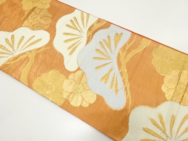 SALE!! JAPANESE KIMONO / ANTIQUE KASAMATSU / WOVEN PLUM BLOSSOM PATTERN FUKUR