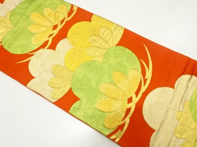 SALE!! JAPANESE KIMONO / ANTIQUE KASAMATSU PATTERN WOVEN FUKURO OBI (WEARABLE