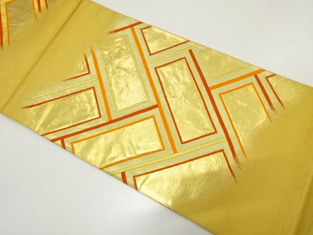 SALE!! JAPANESE KIMONO / ANTIQUE HINOKIGAKI PATTERN WOVEN FUKURO OBI (MATERIA