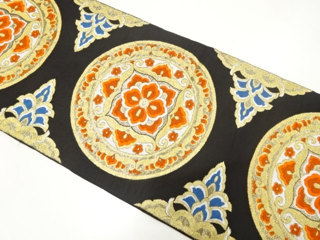 SALE!! JAPANESE KIMONO / ANTIQUE FLORAL PATTERN WOVEN FUKURO OBI (MATERIALS)