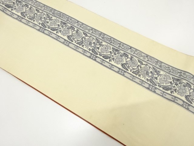 SALE!! JAPANESE KIMONO / ANTIQUE FLORAL ARABESQUE PATTERN FUKURO OBI (MATERIA