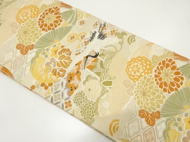 SALE!! JAPANESE KIMONO / ANTIQUE MARU OBI (MATERIAL) / RAISED PATTERNS OF CRA