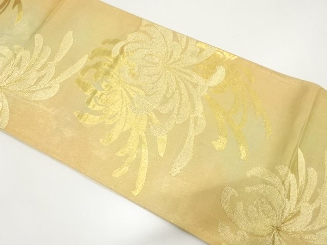 SALE!! JAPANESE KIMONO / ANTIQUE CHRYSANTHEMUM PATTERN WOVEN FUKURO OBI (MATE