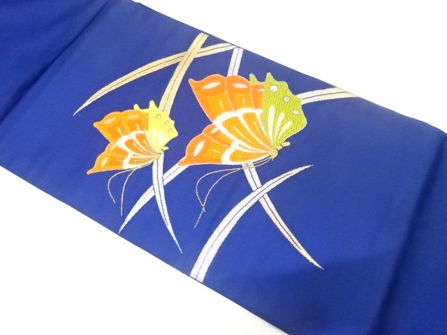 SALE!! JAPANESE KIMONO / ANTIQUE BUTTERFLY PATTERN WOVEN FUKURO OBI (MATERIAL