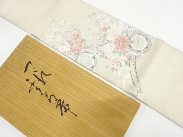 SALE!! JAPANESE KIMONO / FUKURO OBI / TSUZURE / HAKUOKI / FLOWER CART 