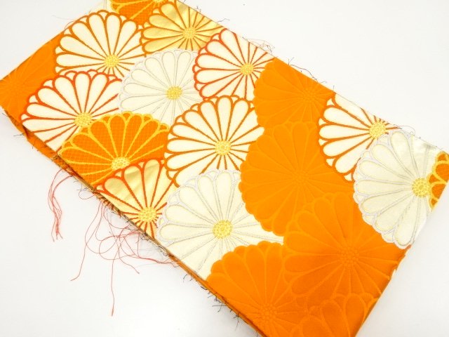 SALE!! JAPANESE KIMONO / ANTIQUE CHRYSANTHEMUM / BLUE WAVES PATTERN / WOVEN- 