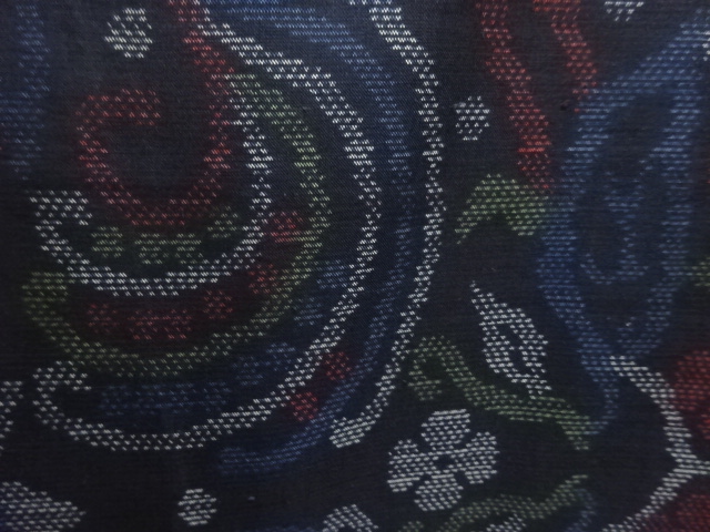 SALE!! JAPANESE KIMONO / ANTIQUE KIMONO / SILK / DORO OSHIMA TSUMUGI / WOVEN FLOWER ARABESQUE
