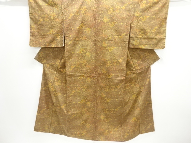 SALE!! JAPANESE KIMONO / ANTIQUE KIMONO / TAISHO ROMAN STYLE / JODAI TSUMUGI / FLORAL PLANTS