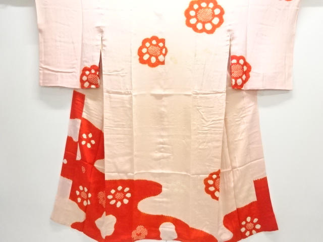 SALE!! JAPANESE KIMONO / ANTIQUE JUBAN / SILK / KINSHA / SHIBORI / MIST & FLOWERS