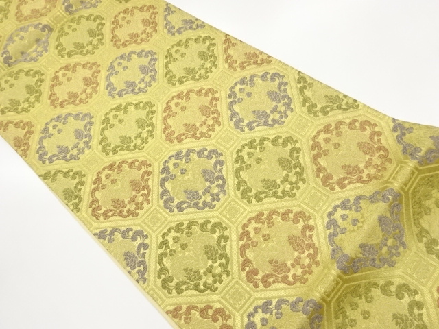 SALE!! JAPANESE KIMONO / FUKURO OBI / SILK / WOVEN SHOKKO & FLORAL PLANTS