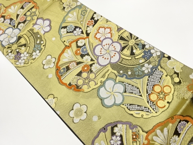 SALE!! JAPANESE KIMONO / FUKURO OBI / SILK / WOVEN SNOWFLAKE & FLOWERS & PINE & GENJIGURUMA