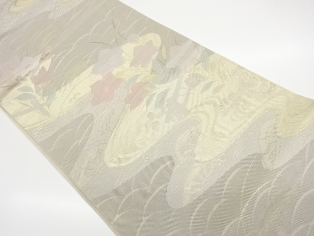 SALE!! JAPANESE FUKURO OBI FOR SUMMER / WOVEN BALLOON FLOWER