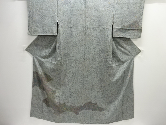 SALE!! JAPANESE KIMONO / HOMONGI / SILK / CHIRIMEN / CLOUDS & FLOWERS & CLASSICAL PATTERN
