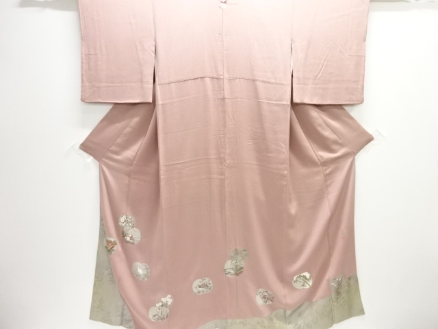 SALE!! JAPANESE KIMONO / IRO-TOMESODE / EMBROIDERY / FLORAL PLANTS / ARTIST WORK