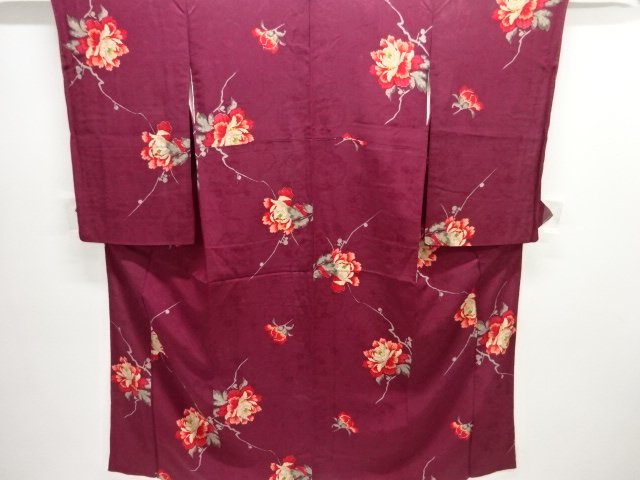 SALE!! JAPANESE KIMONO / ANTIQUE KIMONO / TAISHO ROMAN STYLE / MON KINSHA / PEONY