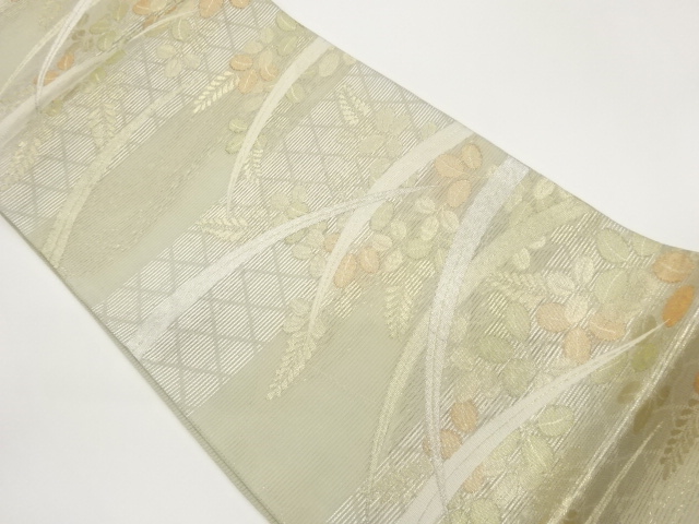 SALE!! JAPANESE FUKURO OBI FOR SUMMER / WOVEN LEAVES
