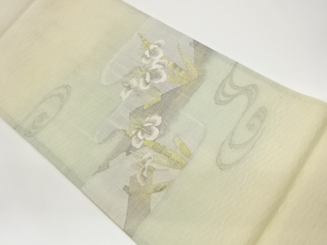 SALE!! JAPANESE FUKURO OBI FOR SUMMER / TSUMUGI / WOVEN IRIS