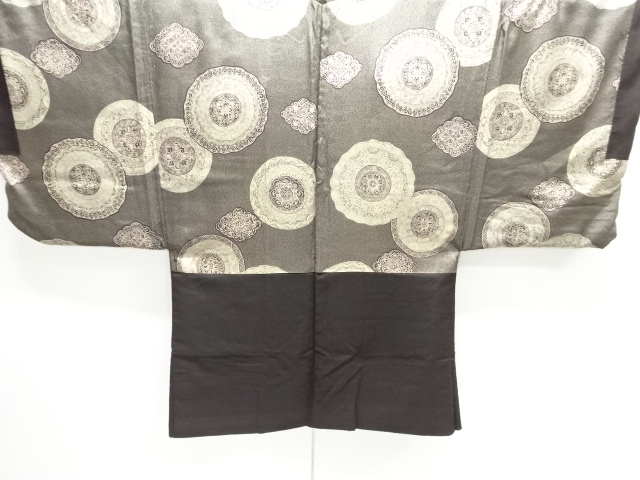 SALE!! JAPANESE KIMONO / ANTIQUE MENS HAORI / SILK / FLORAL CREST (lining)