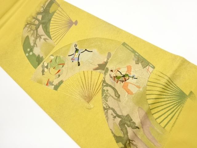 SALE!! JAPANESE FUKURO OBI / EMBROIDERY / FOLDING FAN PATTERN